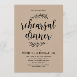 Invitación Guión rústico, kraft rústico, cena de ensayo