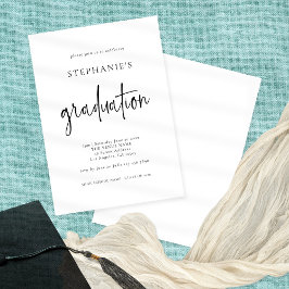 Invitación Guión simple blanco negro Cualquier graduación de 
