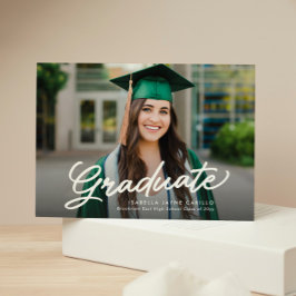 Invitación Guión simple de graduación de dos fotos de graduac