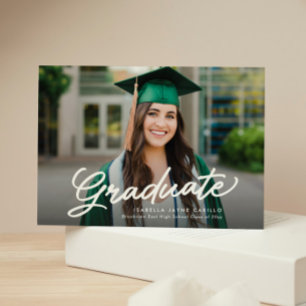 Invitación Guión simple de graduación de dos fotos de graduac