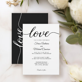 Invitación Guión simple de Moda Amor Boda blanco negro