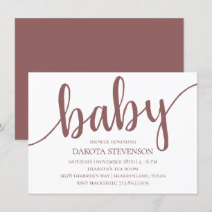Invitación Guión simple de tazas Baby Shower Rosa del desie