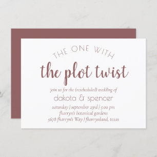 Invitación Guión simple de tazas   Uno con Boda Plot Twist