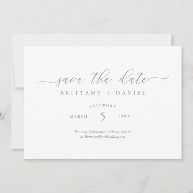 Invitación Guión simple elegante Guardar el Boda de fechas (Anverso)