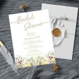 Invitación Guión simple en elegante ducha con flores de novia