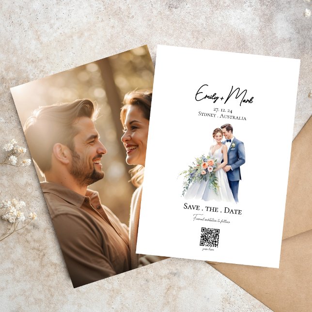 Invitación Guión simple minimalista Foto Guardar la fecha (Subido por el creador)