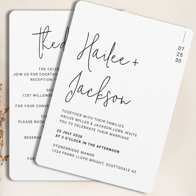 Invitación Guión simple y completo Boda minimalista (Subido por el creador)