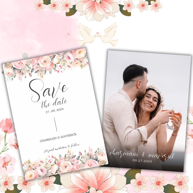 Invitación Guión Soñador Simple Foto Boda Guardar la Fecha (Subido por el creador)