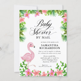 Invitación Guión tropical rosa Flamingo Baby Shower por corre