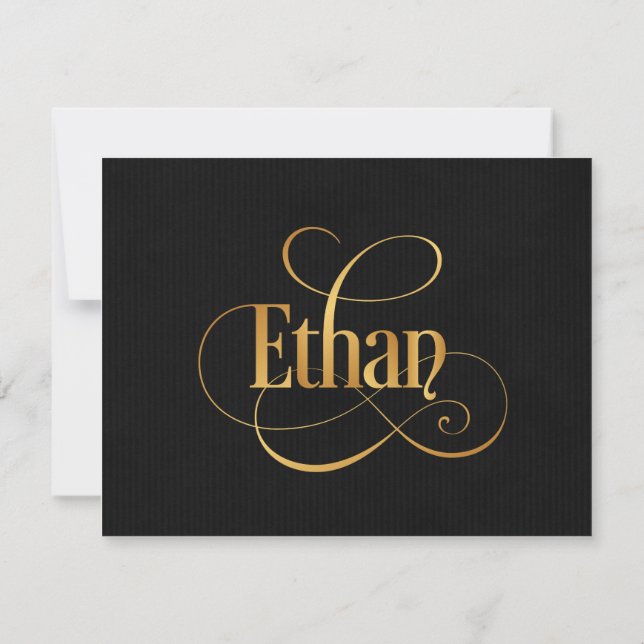 Invitación Guión veloz personalizado Ethan Gold sobre negro (Reverso)
