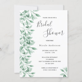 Invitación Guión verde botánico de ducha de novia elegante