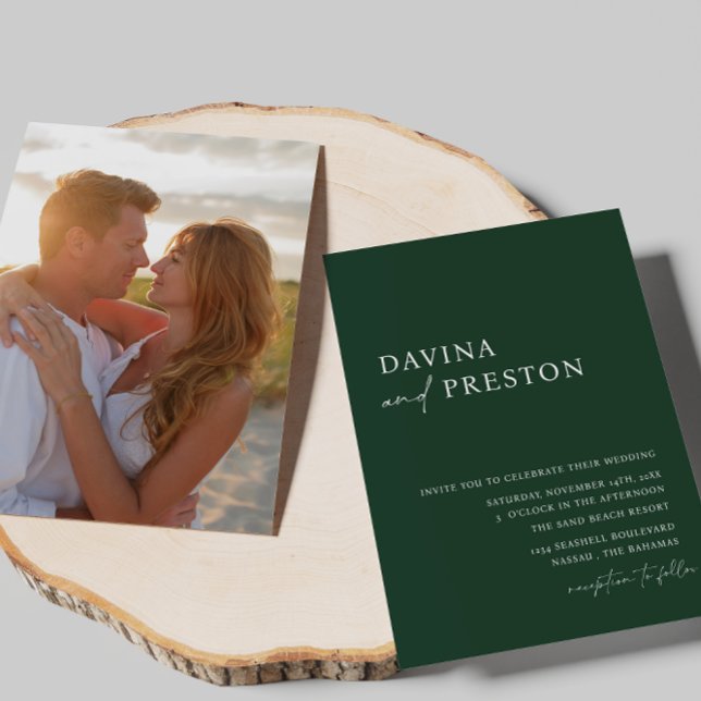 Invitación Guión verde esmeralda Moderno Boda de fotografía s (Subido por el creador)