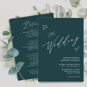 Invitación Guión Verde Moderno Todo En Un Boda Minimalista