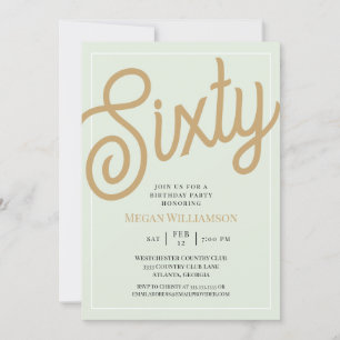 Invitación Guión verde y dorado Cumpleaños 60