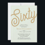 Invitación Guión verde y oro 60 cumpleaños<br><div class="desc">Moda Elegant Green y Gold Script Invitación a los 60º cumpleaños Sus invitados sabrán que será un fiesta especial solamente mirando esta invitación!</div>