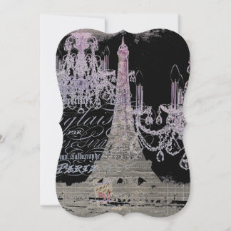 Invitación guiones de pizarra candelabro paris eiffel tower