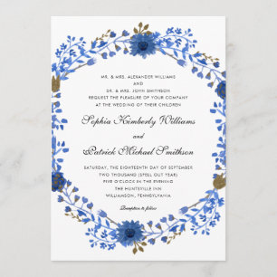Invitación Guirnalda azul elegante   todos los padres que aco
