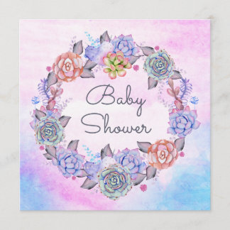Invitación Guirnalda azul rosada Baby Shower de los