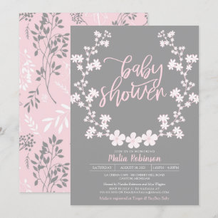 Invitación Guirnalda Baby Shower floral de la respiración del