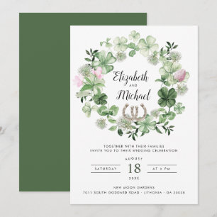Invitación Guirnalda Botánica de Trébol   Herraduras 