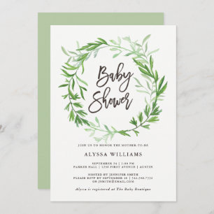 Invitación Guirnalda botánica verde Baby Shower de las hojas