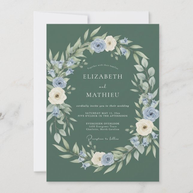 Invitación Guirnalda de boda de flor de salvia (Anverso)