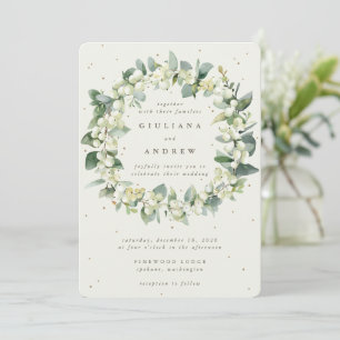 Invitación Guirnalda de boda de invierno de Snowberry + Eucal