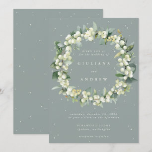 Invitación Guirnalda de boda de Snowberry verde espuma de mar