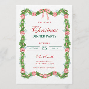 Invitación Guirnalda de Chinoiserie Roja y Blanca Grandmillen