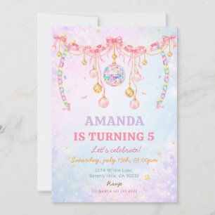 Invitación Guirnalda de Disco Caprichosa Pastel Cumpleaños