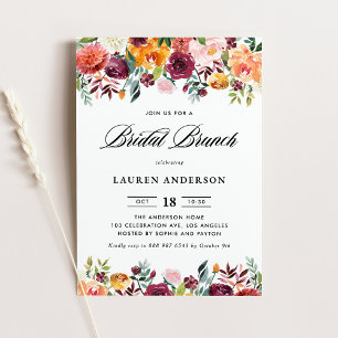 Invitación Guirnalda de flores de otoño en acuarela para desa