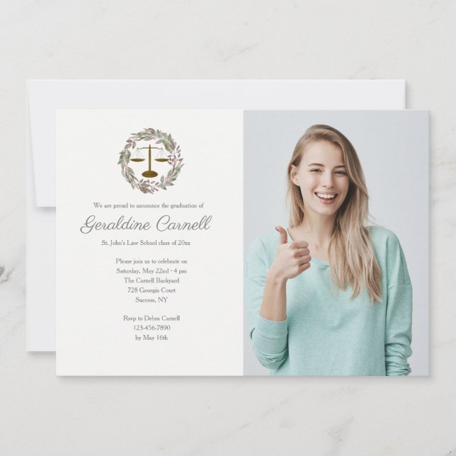 Invitación Guirnalda de fotos de flor de cerezo rosa (Anverso)