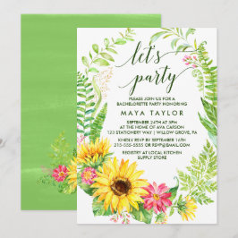 Invitación Guirnalda de girasoles de verano Vamos a la fiesta
