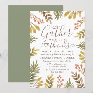 Invitación Guirnalda de la acuarela del verdor del otoño de