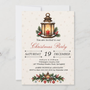 Invitación Guirnalda de Navidad vintage nórdica con farol
