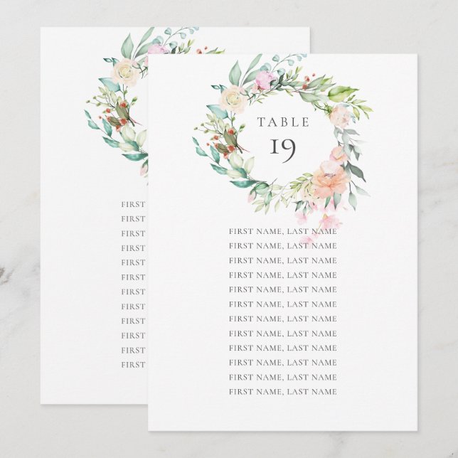 Invitación Guirnalda de rosa silvestre gráfico de asientos nú (Anverso / Reverso)