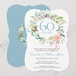 Invitación Guirnalda de rosas de verano para aniversario 60 /