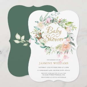 Invitación Guirnalda de rosas del bosque Baby Shower / Sprink