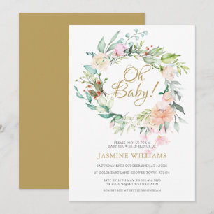 Invitación Guirnalda de rosas del bosque Baby Shower / Sprink