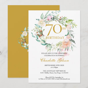 Invitación Guirnalda de Rosas Dulces de Verano Monograma 70 C