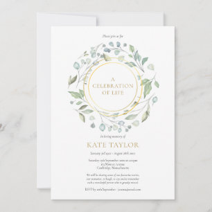 Invitación Guirnalda de Verde Elegante Dorado Celebración de 