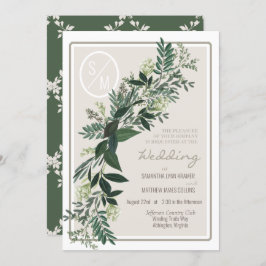 Invitación Guirnalda de Verde Elegante Helechos y Bayas