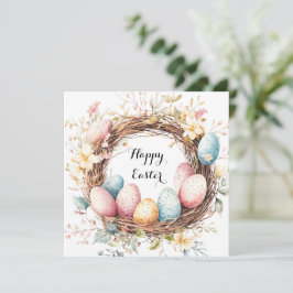 Invitación Guirnalda decorativa colorida de huevos de Pascua 