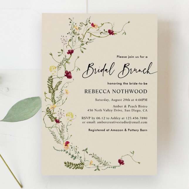 Invitación Guirnalda del Boho de Wildflowers Brunch de novias (Subido por el creador)