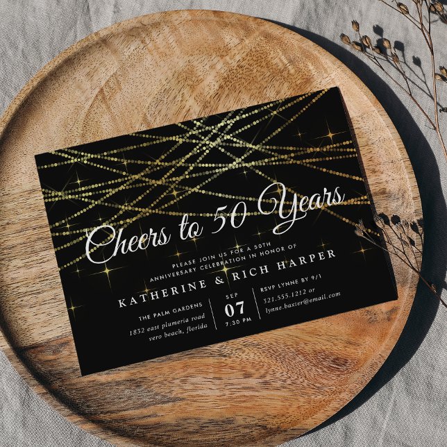 Invitación Guirnalda Dorada | Fiesta de aniversario de cualqu (Subido por el creador)