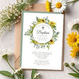 Invitación Guirnalda elegante de girasol verde sabio