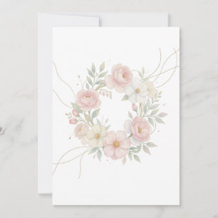 Invitación Guirnalda floral de diseño botánico pastel rosa el