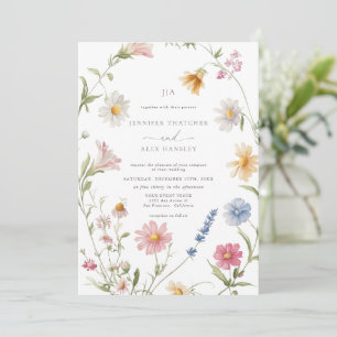 Invitación Guirnalda floral elegante Boda Rsvp de código Qr