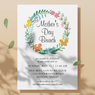 Invitación Guirnalda floral para desayuno del Día de la Madre