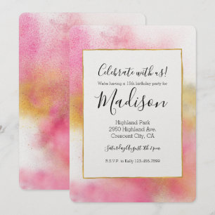 Invitación Guisante blanco de oro rosado brillante y cumpleañ